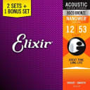 Elixir Bonus Pack Acoustic 80/20 Bronze Light Nanoweb Strings .012-.053 (3 sets)