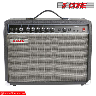 5 Core Electric Guitar Amplifier 40W Solid State Mini Bass Amp w 8” 4-Ohm Speaker EQ Controls Drive Delay ¼” Microphone Input Aux in & Headphone Jack for Studio & Stage for Studio & Stage- GA 40 BLK image 10