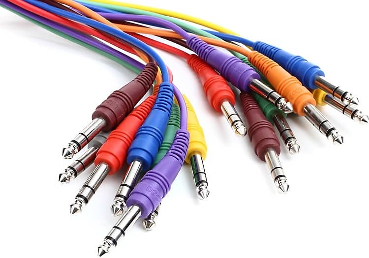 Hosa CSS-845 1/4-inch TRS Male to 1/4-inch TRS Male Patch Cable 8-pack - 1.5 foot (Various Colors) image 1