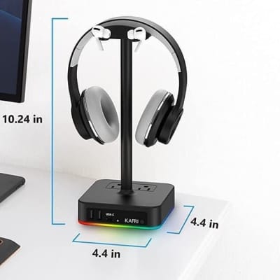 RGB Headphone Stand w/ USB Charger Desk Gaming Headset image 5
