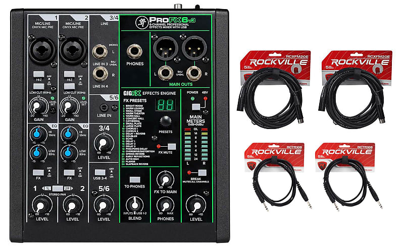 Mackie ProFX6v3 6-Channel Pro Effects Mixer w/USB ProFX6 v3+XLR+1