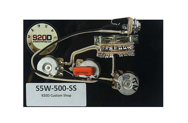 920D Custom Shop S5W-500-SS Premium 5-Way HH Strat Wiring Harness w/ 500k Pots, Super Switch image 1