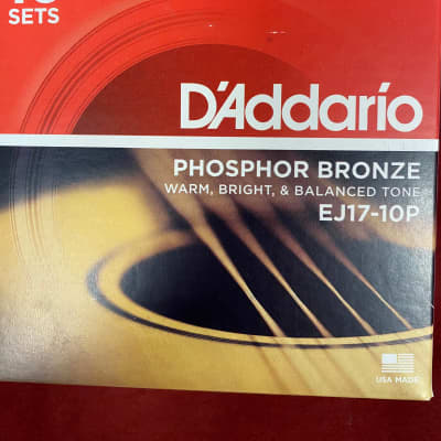 D Addario EJ17 10P Phosphor Bronze Acoustic Guitar Strings 10 Pack