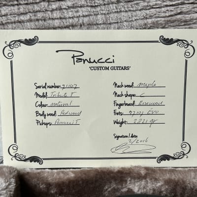 Panucci Tribute T Redwood Handbuilt with Certificates & Case image 4