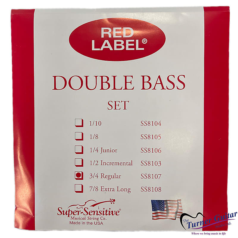 Red Label Double Bass Strings Set - 3/4 Regular Size