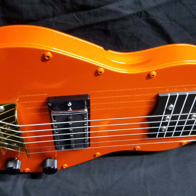 Fouke Industrial Guitars Aluminum Lap Steel Guitar ESSB Model 2022 Illusion Tangerine Twist image 10