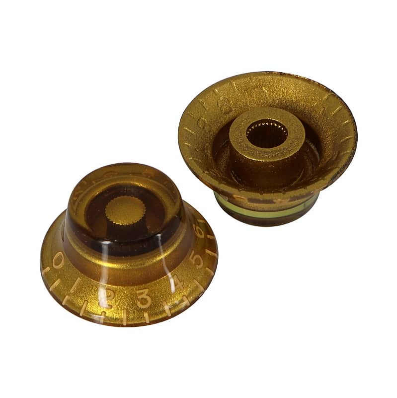 Vintage Correct Top Hat Bell Knobs Fine Splined Gold Reverb