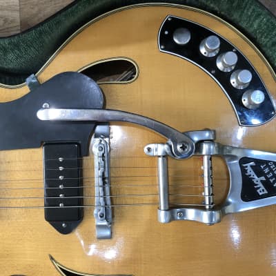 Rare 1959 Grimshaw SS semi electric guitar, blonde, fitted Bigsby,  short scale neck, dog ear P90's image 8