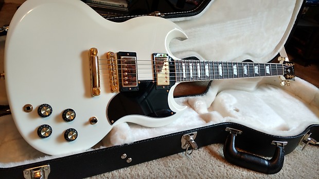 2017 Gibson Limited Edition SG Standard Gold Series Alpine White