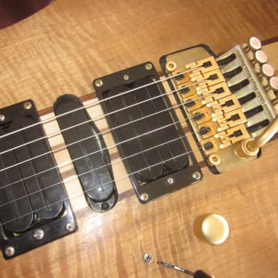 Used Lefty RWG Raven West Sold Body Electric Guitar w/ Floyd Rose Tremelo/Bridge  - Walnut/Maple image 3