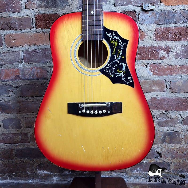 Harmony / Kay Lawsuit Era Mini-Hbirb Parlor Acoustic Guitar (1970s-80s Cherryburst Finish) image 1