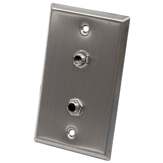 Seismic Audio SA-PLATE21 Stainless Steel Wall Plate w/ Dual 1/4" TRS Stereo Jacks image 1