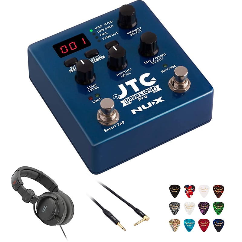 NUX JTC PRO Drum Loop PRO Dual Switch Looper Pedal Bundle Reverb