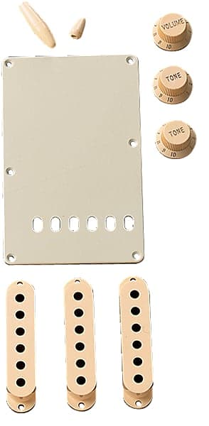 FENDER STRATOCASTER ACCESORY KIT AGED WHITE KNOBS PICKUP COVER CAP 0991368000 image 1
