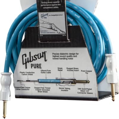 Gibson 12 ft Pure Premium Guitar Instrument Cable Blue | Reverb