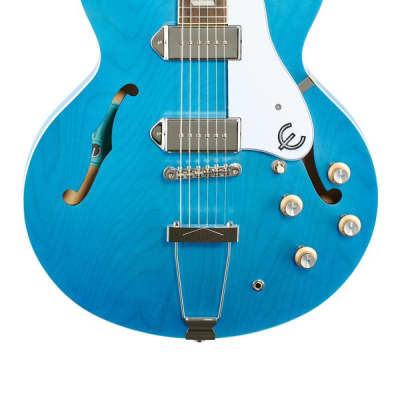 Epiphone Casino Hollowbody P90 Electric Guitar Worn Blue Denim image 3