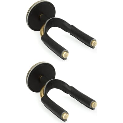 Levy's FGHNGR Brass Forged Guitar Hanger (2 Pack) - Black Leather for sale