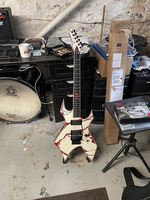 B.C. Rich Joey Jordinson Warlock 2010-2020 - White And Red | Reverb