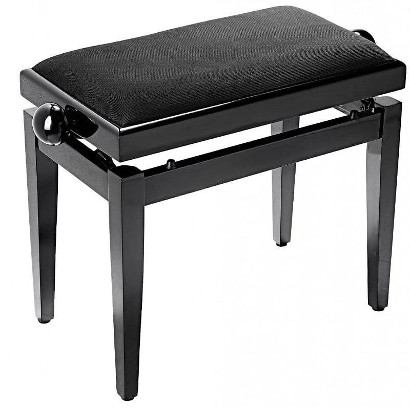 Banquette Piano réglable Noir mat avec pelote velours noir