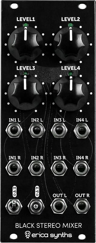Erica Synths Black Stereo Mixer V3 Four Stereo Input Eurorack Mixer Module image 1