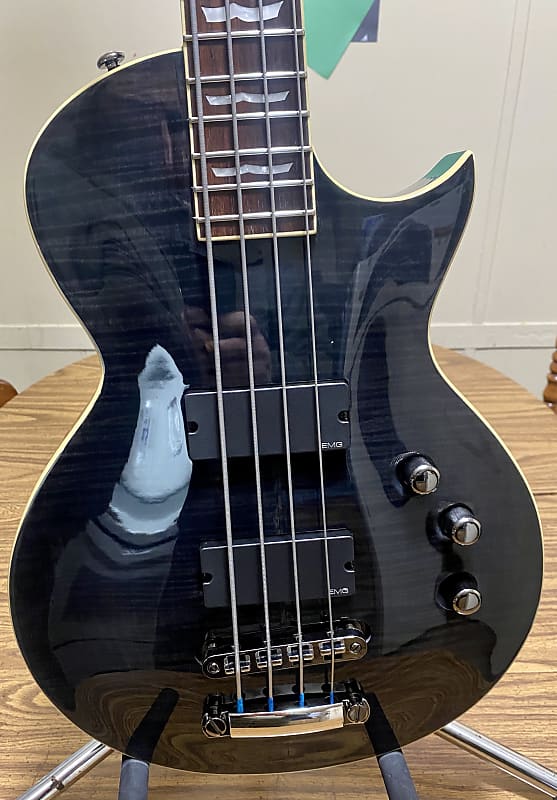 ESP LTD EC-404 Bass Black See Through Flamed Maple (FINAL | Reverb