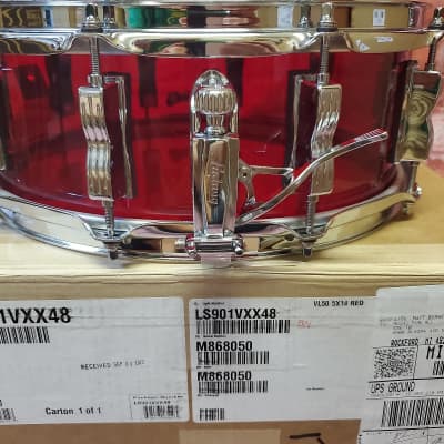 Ludwig Vistalite Red 5x14" 50th Anniversary Collector's Bowtie Lug Molded Acrylic Snare Drum | NEW Authorized Dealer image 4