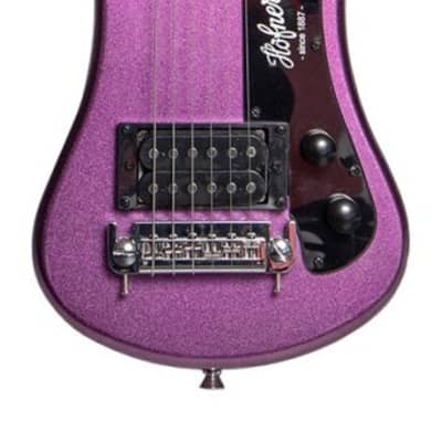 Hofner HOF-HCT-SH-PU-O Shorty Electric Travel Guitar - Metallic Purple - with Gig Bag image 1