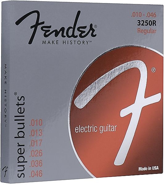 Fender Super Bullet Strings, Nickel Plated Steel, Bullet End, 3250R Gauges .010-.046, (6) 2016 imagen 1
