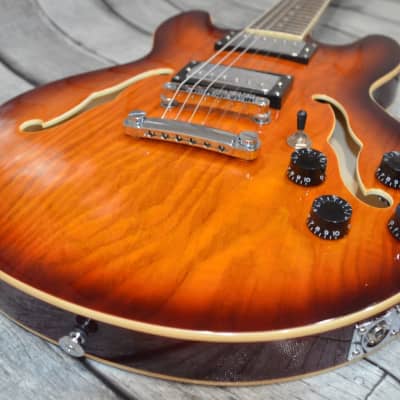 PHRED instruments DC39 Ash Brown Burst Double Cutaway Semi-Hollow 339 style 2020 Brown Burst image 5