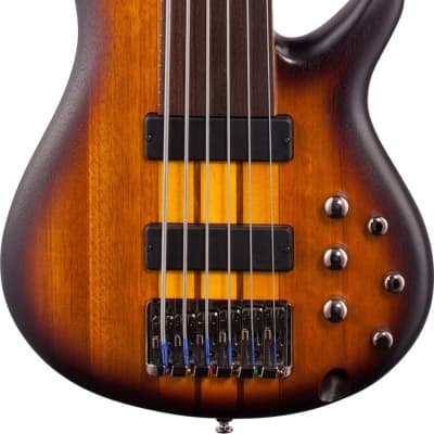 Ibanez SRF706 SR Bass Workshop 6-String Fretless Bass Guitar, Brown Burst Flat image 2