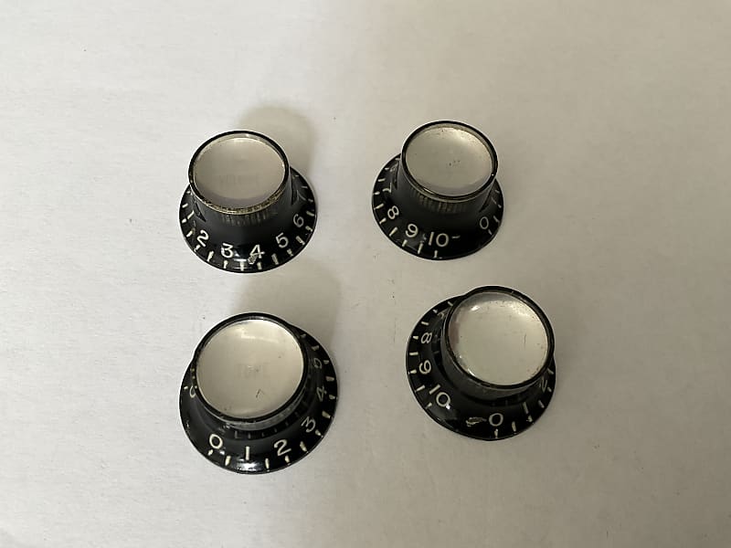 Gibson Vintage 1960's Black Reflector Knobs Silver Inserts SG | Reverb