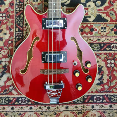 Yamato Semi-acoustic bass 1970-1990 - Slightly flamed Red image 1
