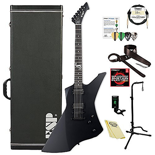ESP James Hetfield Signature Snakebyte Electric Guitar with ESP Hard Case & ChromaCast Accessories, Black Satin image 1