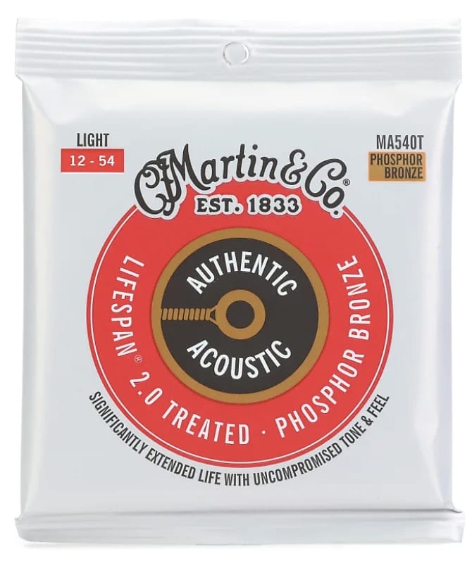 Martin MA540T Authentic Acoustic Lifespan 2.0 Acoustic Guitar Strings - .012-.054 Light