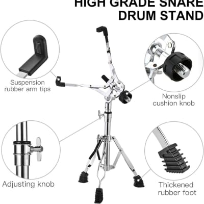Snare Stand & Drum Sticks Holder, Lightweight(5lb),Double braced tripod construction,for 10 to 14 Inch Snare Drums image 4
