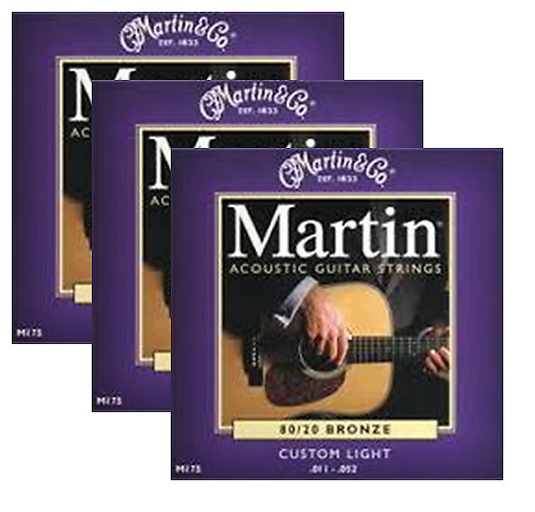 3 Packs of Martin M175 Phosphor Bronze Acoustic Guitar Strings image 1