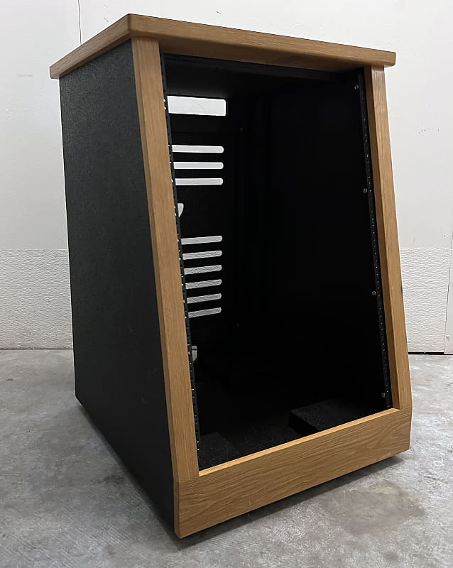 16U Slanted Studio Rack on casters - Black with Maple trim | Reverb