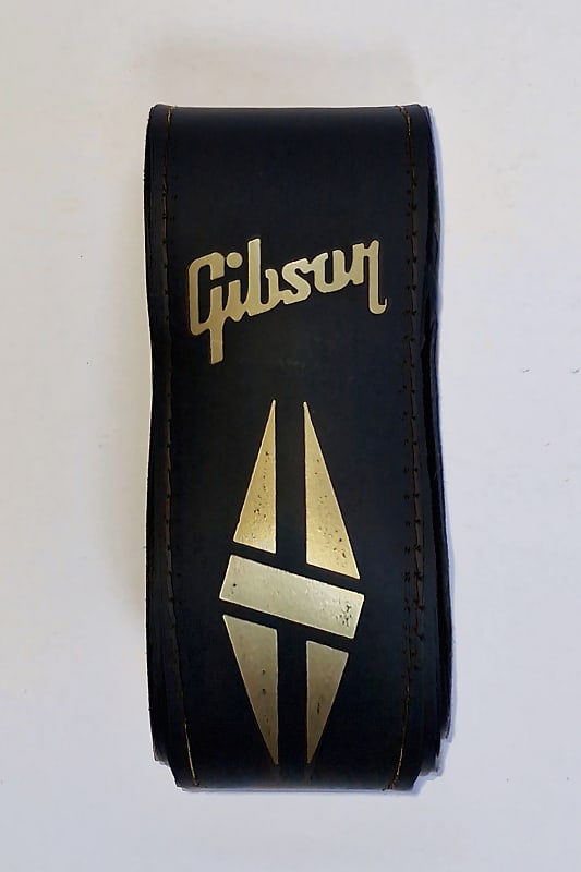 Gibson Leather Strap black with diamond logo. Reverb