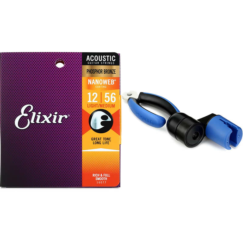 Elixir Strings 16077 Nanoweb Phosphor Bronze Acoustic Guitar Reverb