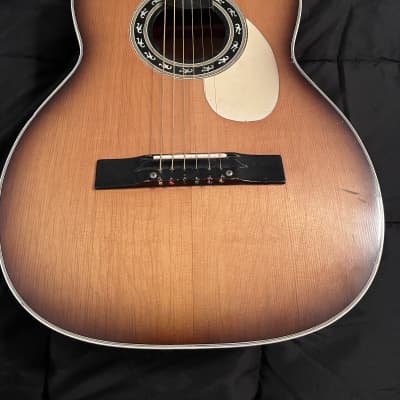 1960’s Made in Japan Douglas  Parlor  acoustic guitar Faux sunburst image 4