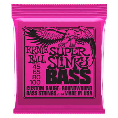 Ernie Ball 2834 Super Slinky 4-String Bass Set, Long Scale 45-100