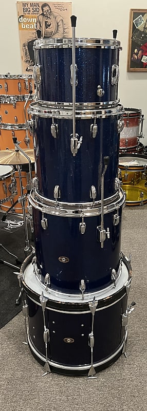 Slingerland 12/14/16/20 60s, dark blue sparkle drum set image 1