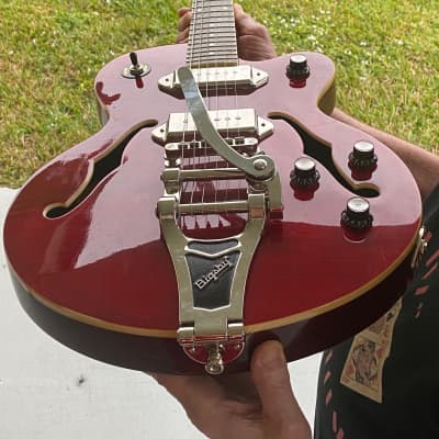 Epiphone Wine Red with reverse Bigsby to palm/wrist/elbow use WildKat Studio image 10