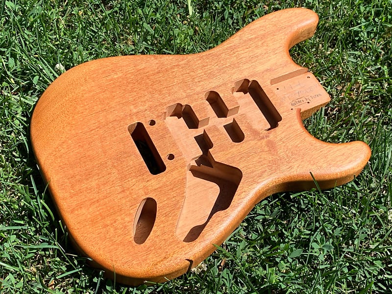 All-Natural Series: Light African Mahogany Strat (Woodtech, USA) Finished in Linseed Oil & Beeswax image 1