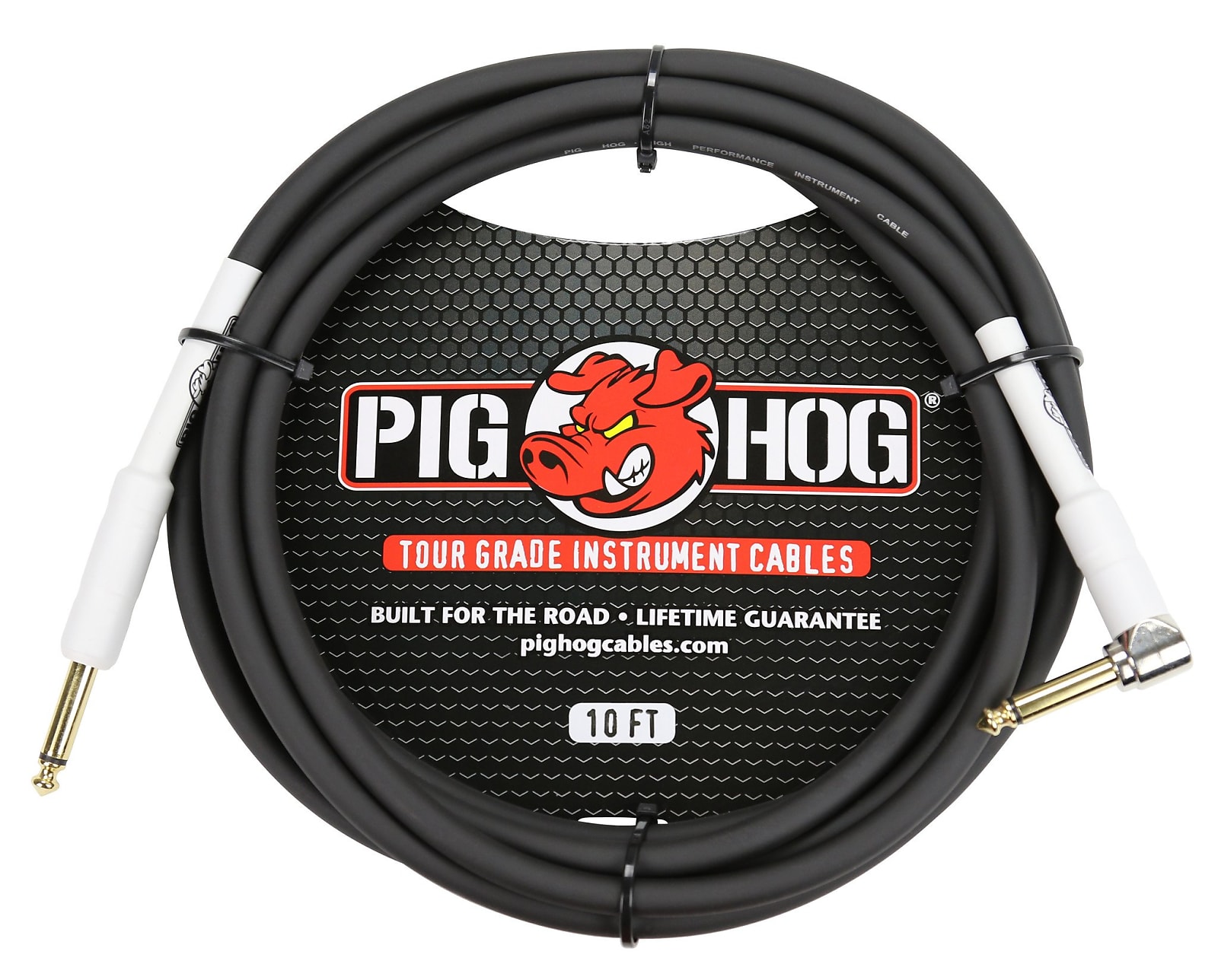 Pig Hog 10' 8mm Straight / Angle Instrument Cable Black PH10R