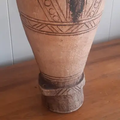 African Hand-Made Djembe Drum 1950s Exotic Hardwood image 1