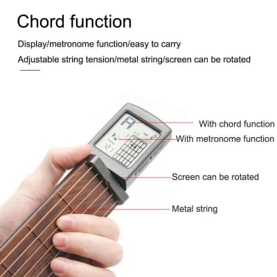 Fret Pocket Portable Pocket Guitar For Beginner Strings Chord Trainer Practice Mint Never Used image 3