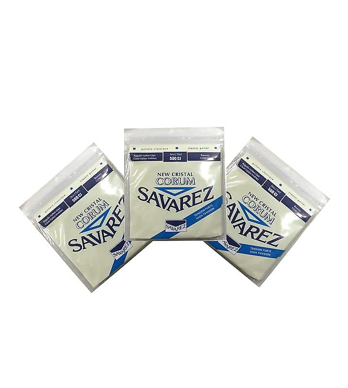 Savarez Guitar Strings 3 Pack Nylon Cristal Corum High Tension