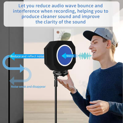Professional Microphone Isolation Shield With Pop Filter,Reflection Filter For Recording Studios, Sound-Absorbing Foam For Noise And Reflection Reduction For Recording,Singing,Podcasts,Live Stream image 4