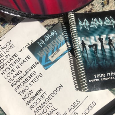Def Leppard, Rick Allen's Sparkle Lounge 2008 Tour Logo Bass Drum Head, Signed By Whole Band! Plus Tour Artifacts. Authenticated! image 6
